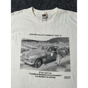 Mens T Shirt Fruit of the Loom Sonoma Valley Graphic White, Size L